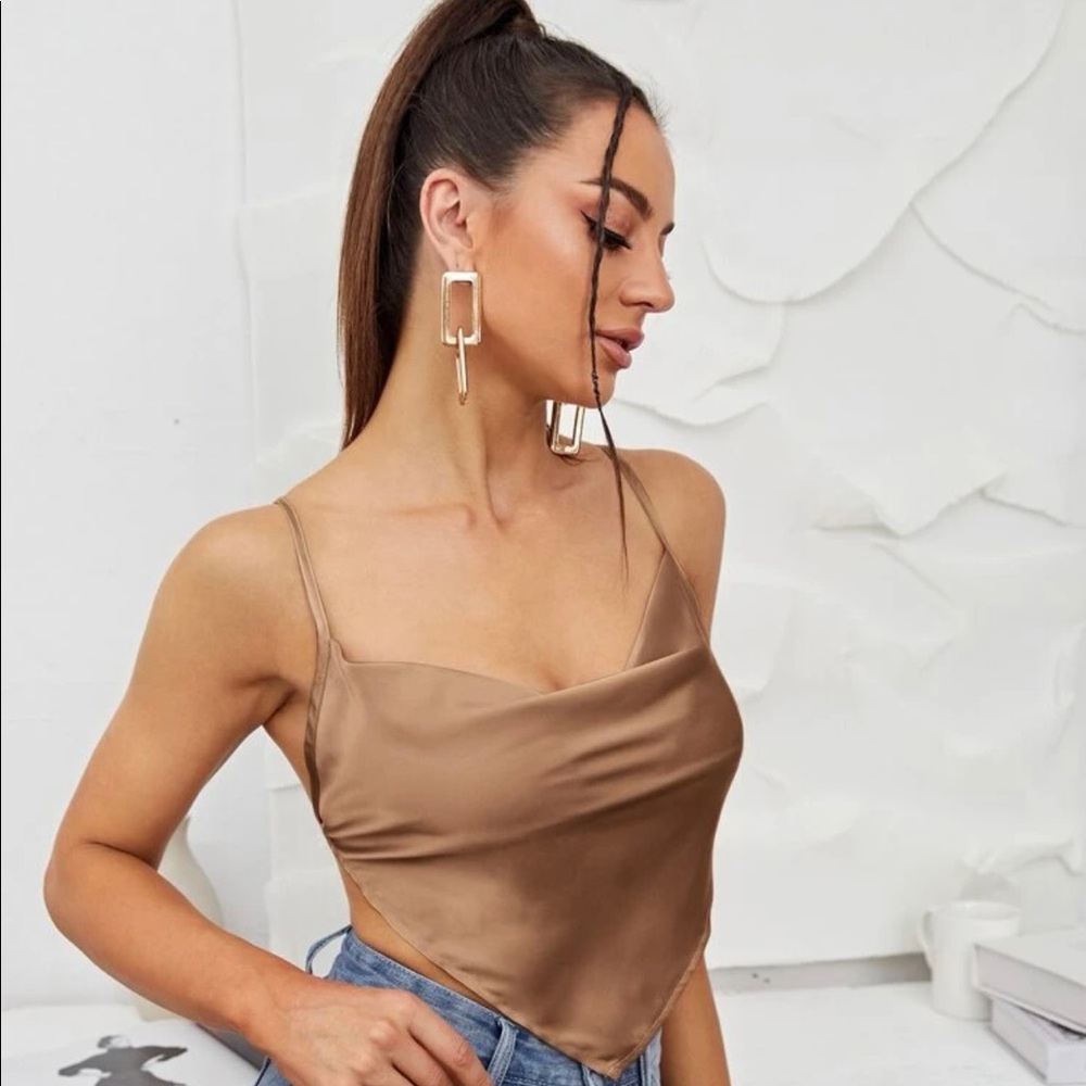 New Tie Backless Satin Cami Top